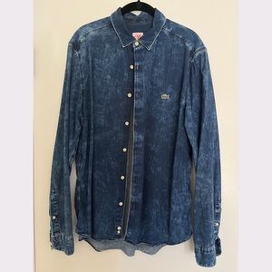 Lacoste LIVE L!VE long sleeve casual button down, size 42 slim, denim-look